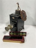 Antique Magic Lantern Slide Projector with Glass