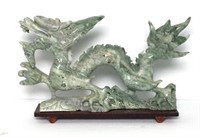 Asian carved Stone Dragon on Stand