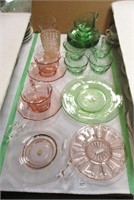 Pink & Green Depression Glassware