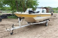 15FT Fiberglass Boat, 75HP Chrysler Motor