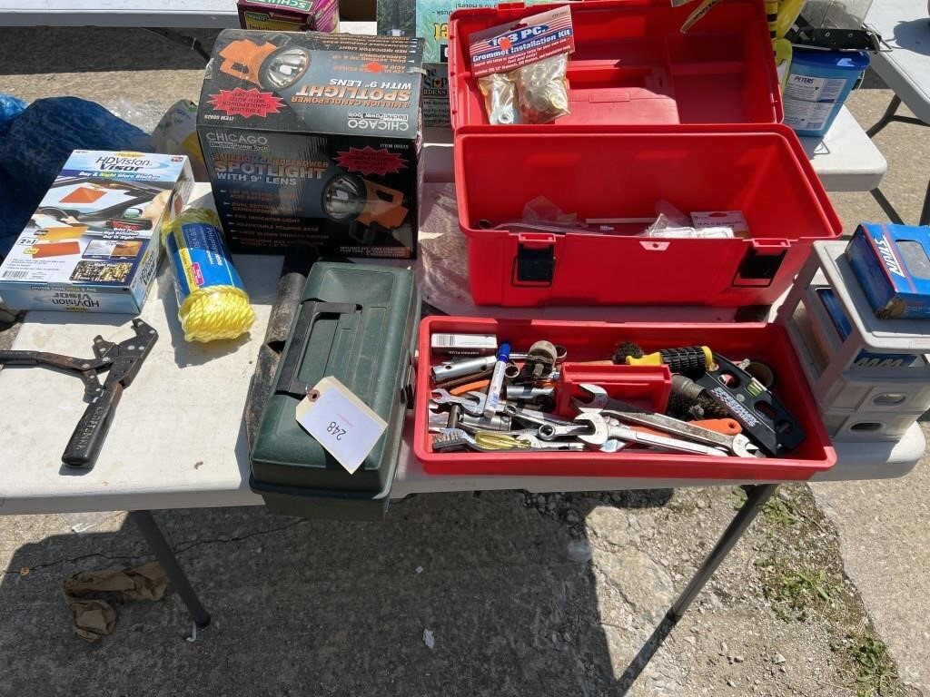 TOOL BOX WITH TOOLS AND MISCELLANEOUS HARDWARE