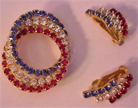 Rainbow Color Brooch & Earrings Jewelry