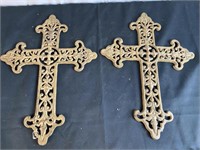 Two 17''x12'' Wrought Iron Crosses
