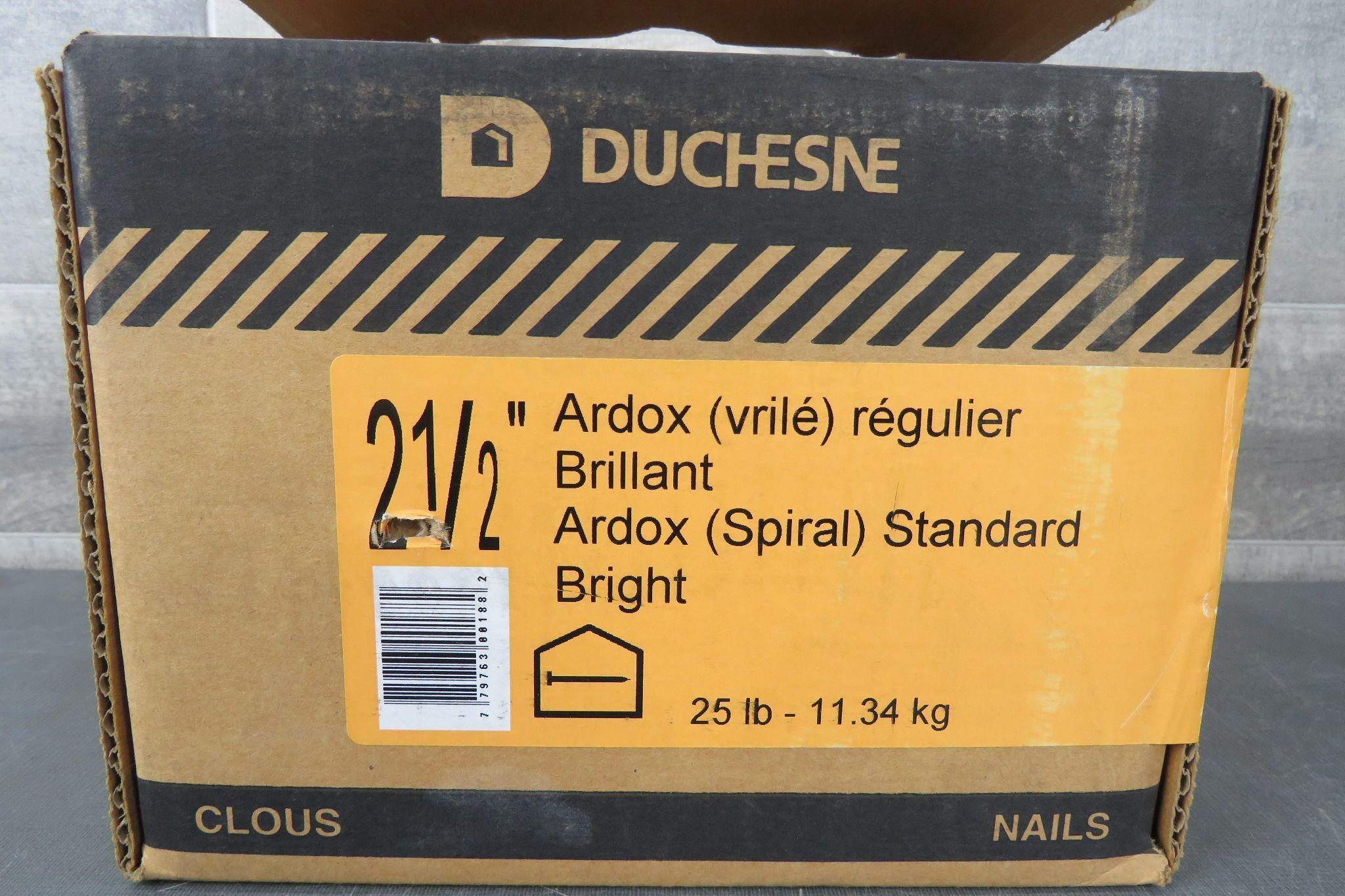 25 LB. BOX OF 2 1/2" ARDOX NAILS / UNUSED