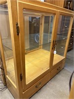 Lighted display cabinet w/2bottom drawers