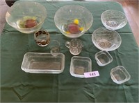 Assorted Glass Serving Bowls & Other Glassware