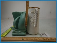 CERAMIC SAILBOAT VASE AND ANCHOR GLASS PITCHER