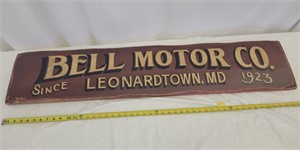Bell Motor Co. Painted Sign by D. Poe,