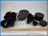 WEDGEWOOD MATTE BLACK TEA SET-CUPS-PLATES-TEAPOT