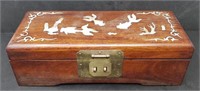 Chinese jewelry wood box with mother of pearl