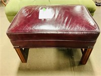 Burgandy Leather Ottoman