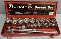 21 Piece 3/4” Dr. Socket Set Mechanics Tool