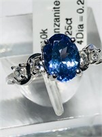 $3900. 10K Tanzanite(1.25ct)& Dia(0.22ct) Ring