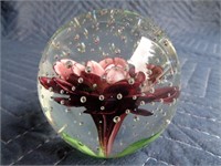 Purple / Mauve Flower with Bubbles Paperweight
