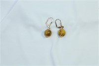 Pair of Amber Color Gemstone Earrings