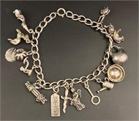 Vintage sterling silver charm bracelet
