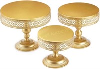 3 Pieces Round Metal Cake Stands  Gold