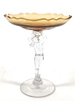 Cambridge Statuesque Amber Nude Stem Compote