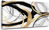 Abstract Canvas Black And White Wall Art 59x29