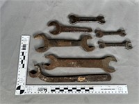 Lot seven (7) assorted open ended wrenches