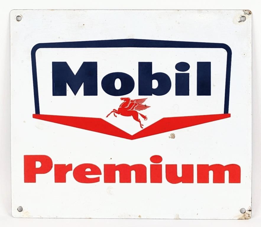 Mobil Premium Gas Porcelain Pump Plate