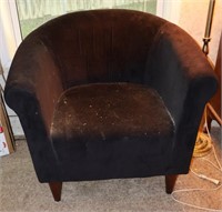 MCM Barrel Back Black Velvet Chair