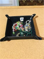 Trinket dish with 3 necklaces