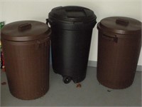 (3) Rubbermaid Garbage Cans - Tallest 32 Inches