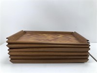 Stack of 6 wooden trays