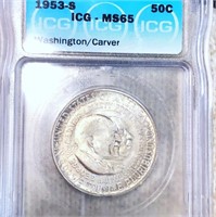 1953-S Washington/Carver Half Dollar ICG - MS65