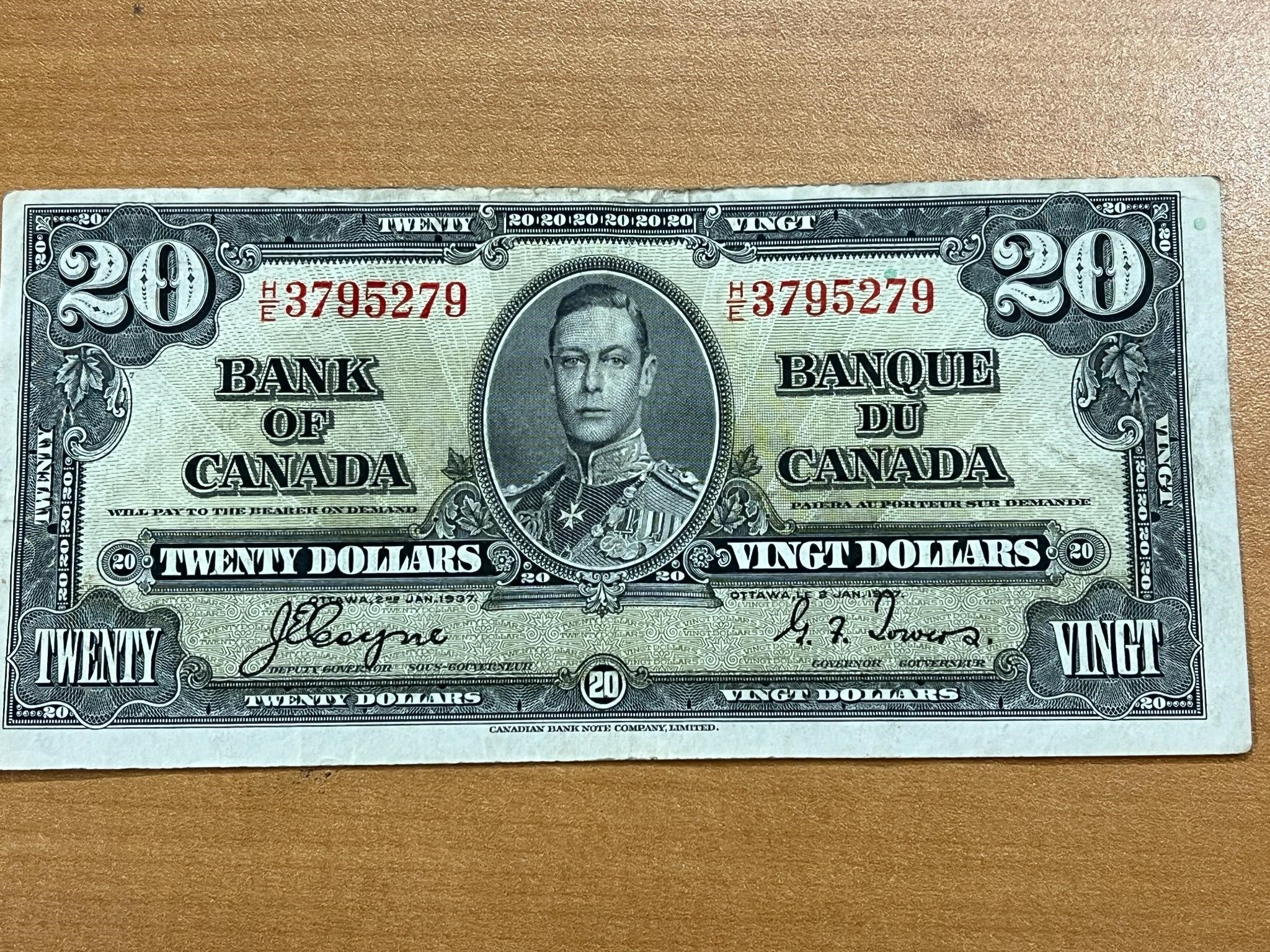 1937 Cdn $20 George VI Bank Note