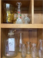 2 - Shelves Amber Pitcher, Milk Bottles, Juice