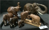 Handcarved Wooden Elephant Figures.