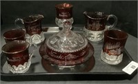 Victorian Ruby Flash Glass Souvenirs.