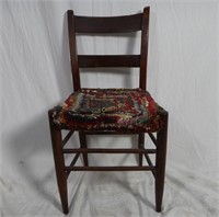 19th Century Primitive Chair W Carolina Rug Seat