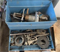 Assorted Metal Tools, Chains, Pump
