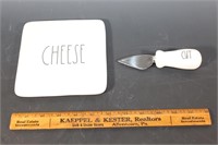 Rae Dunn Ceramic Cheese Board and Cutter