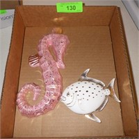 VINTAGE SEAHORSE WALL PLAQE (SEE PICS) & FISH >>>>