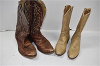 Two Pair Leather Western Boots. Rough Condition