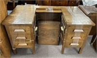 Vintage Oak Kneehole Desk