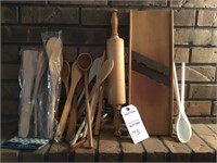 Wooden utensils (kraut cutter & spoons, rolling