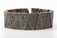 STERLING & MARCASITE ART DECO BRACELET