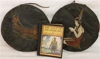 2 LEATHER PILLOW WITH INDIANS & LAST OF THE
