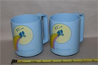 (2) 1982 E.T. & Me Melamine Blue Mugs