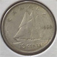 Silver 1960 Canadian dime