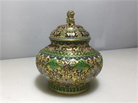 Chinese Champleve & Cloisonné Lidded Jar