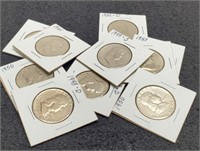 (10) Different Date Franklin Half Dollars