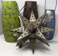 Star Metal Luminaria Hanging Lantern, Three Others