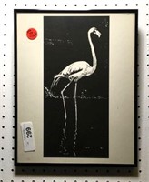 Flamingo Framed Black & White Print