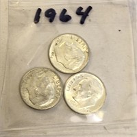 SILVER Roosevelt Dime LOT 1964